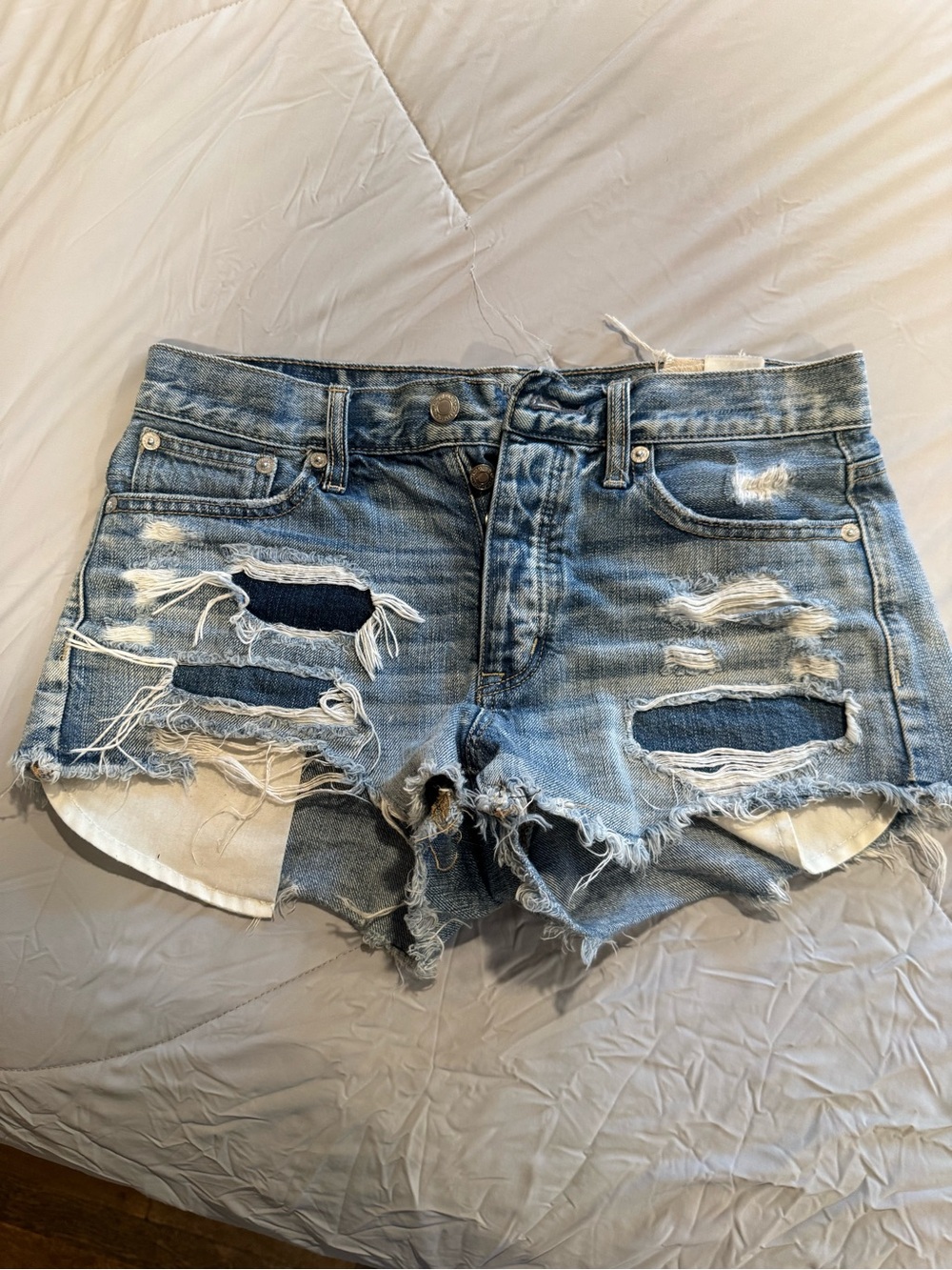 American Eagle Outfitters Distressed Light Blue Denim Cutoff Shorts